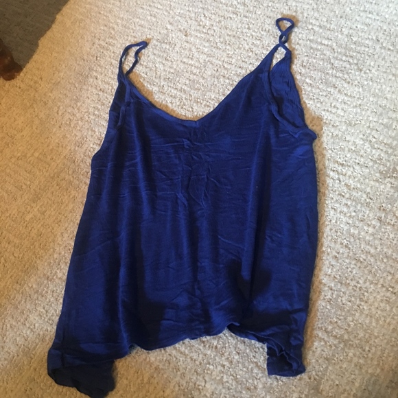 Tops - Blue Basic Crop Tank Top / Cover-Up